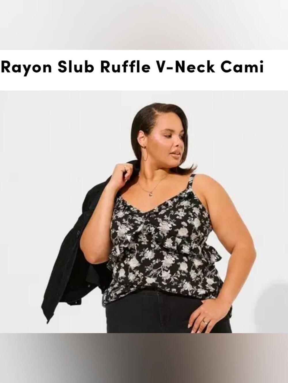 Torrid Rayon Slub Ruffle V- Neck